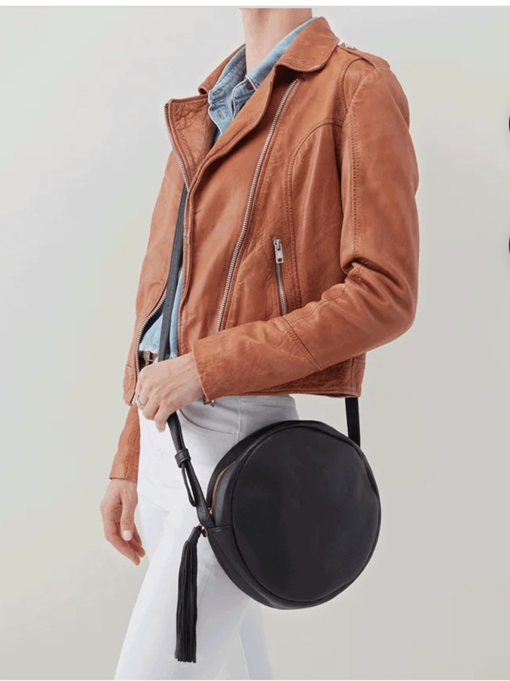 Hobo Groove Black Crossbody Bag with Tassel